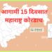 आगामी 15 दिवसात महाराष्ट्र कोरडाच राहण्याची शक्यता