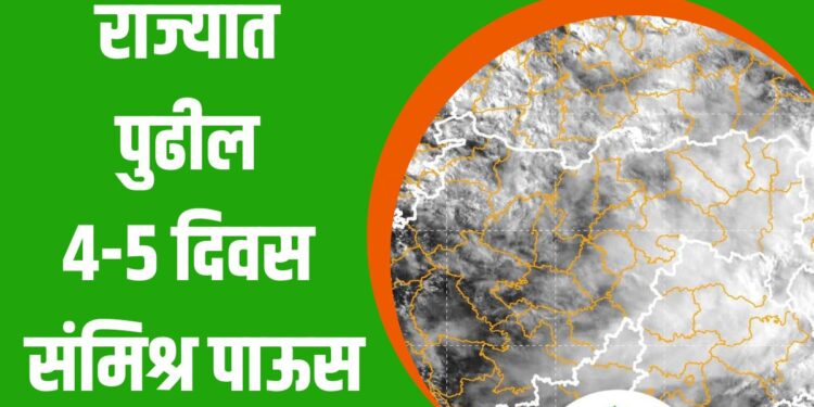 राज्यात पुढील 4-5 दिवस संमिश्र पाऊस; विदर्भात आज यलो अलर्ट, मराठवाड्याच्या काही भागातही मुसळधार