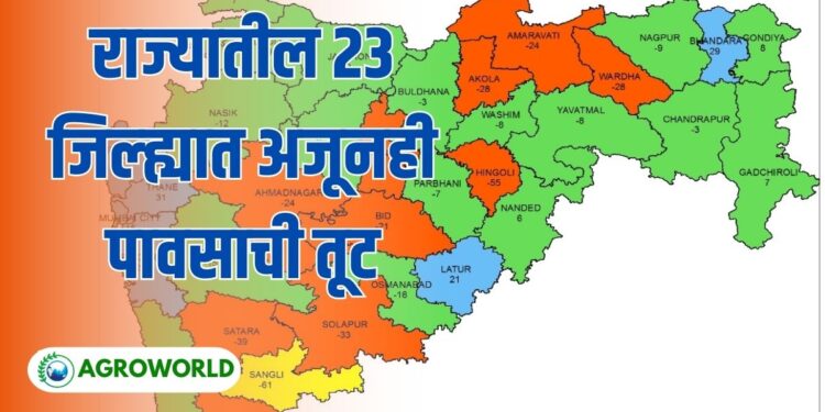 राज्यातील 23 जिल्ह्यात अजूनही पावसाची तूट