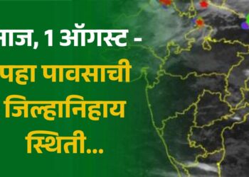 आज, 1 ऑगस्ट – पावसाची जिल्हानिहाय स्थिती…
