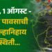 आज, 1 ऑगस्ट – पावसाची जिल्हानिहाय स्थिती…