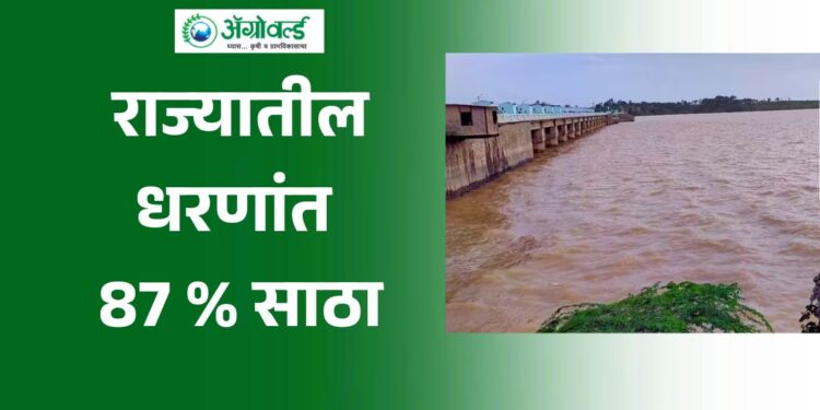 राज्यातील धरणांत 87 टक्के साठा