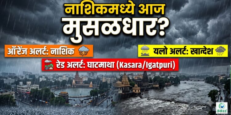 नाशिकमध्ये आज मुसळधार..? नाशिक ऑरेंज अलर्ट; घाट रेड अलर्ट; खान्देश यलो अलर्ट!