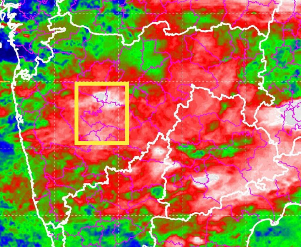 मराठवाड्यातील काही भागात जोरदार पाऊस शक्य, विशेषत: पिवळ्या चौकोनातील क्षेत्रात!