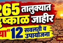265 तालुक्यात दुष्काळ जाहीर… “या” 12 सवलती व उपायोजना
