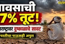 राज्यात पावसाची 17 टक्के तूट; परतीचा पाऊसही अपुरा, महाराष्ट्रावर दुष्काळाचे गडद सावट